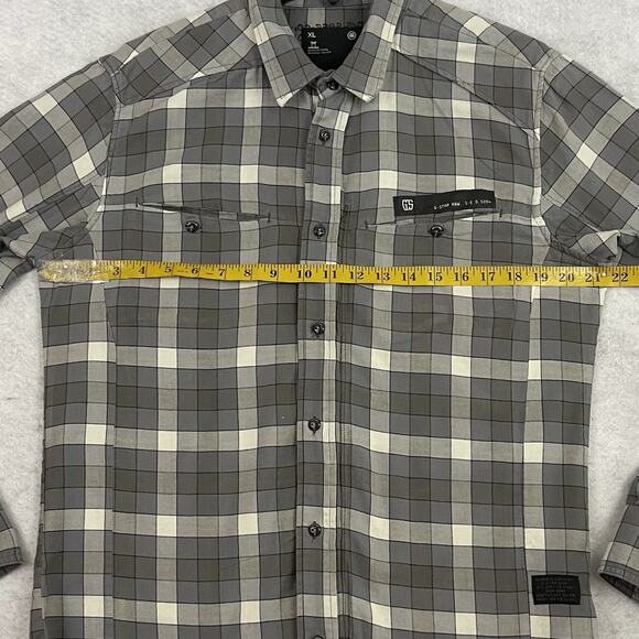 G-STAR Waterpatrol Shirt Mens Large Gray Plaid Flannel Zip Button Up - Picture 4 of 16